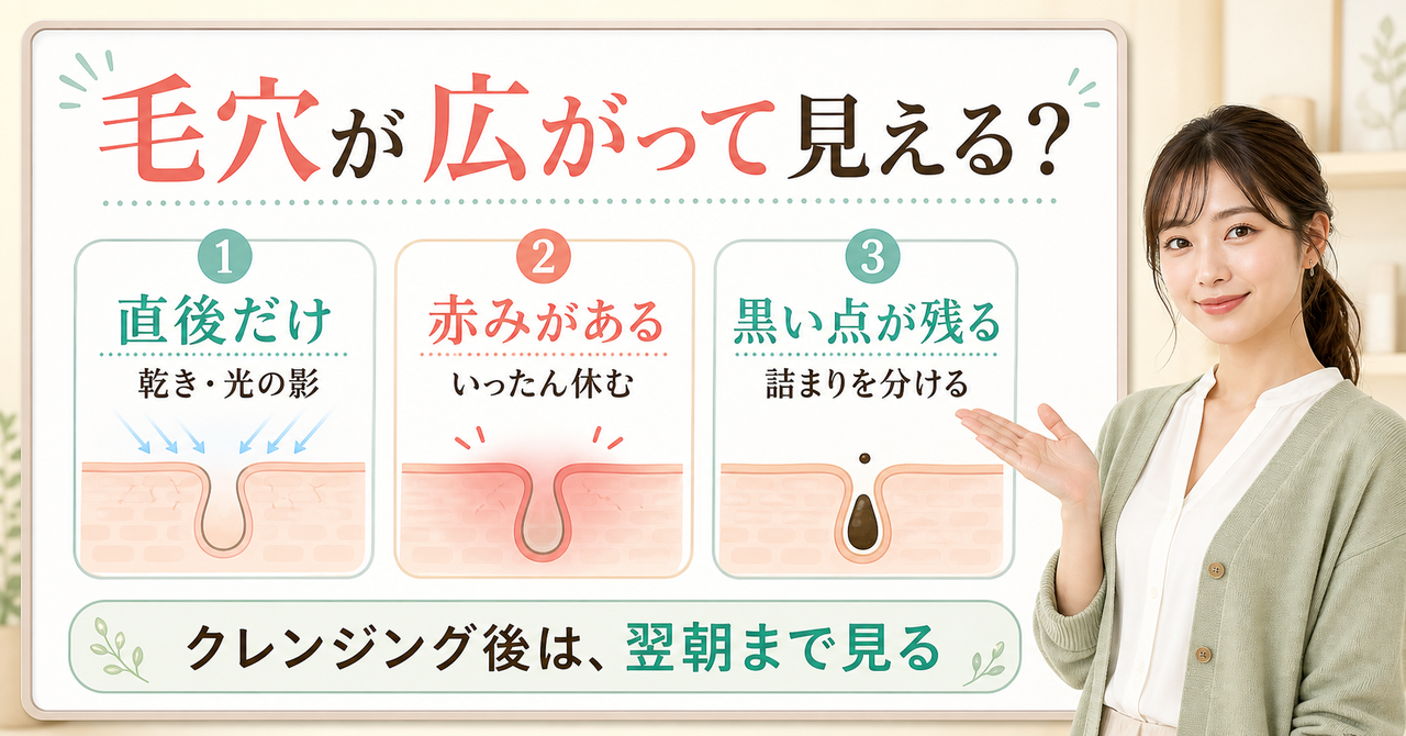 ファンケルクレンジングで毛穴が広がる？乳化と小鼻の見方を示すアイキャッチ