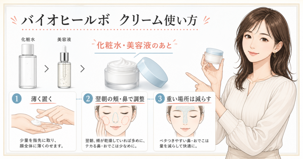 バイオヒールボのクリームの使い方を確認するアイキャッチ