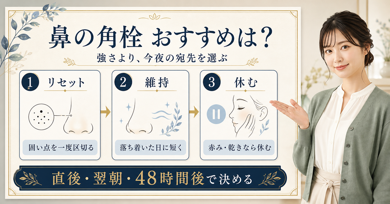 鼻の角栓 おすすめに対応する記事用アイキャッチ。
