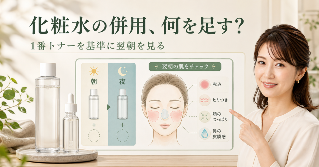 numbuzin 1番 青草たっぷり93％整肌トナー 併用に対応する記事用アイキャッチ。