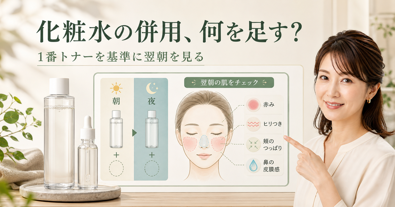 numbuzin 1番 青草たっぷり93％整肌トナー 併用に対応する記事用アイキャッチ。