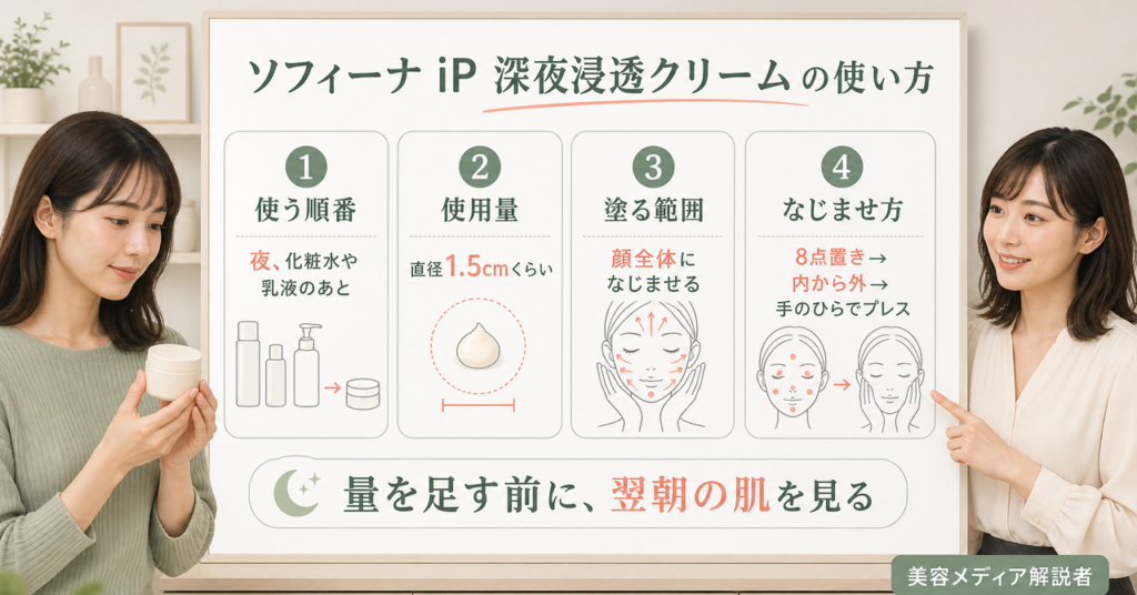 ソフィーナ iP ゴールデンタイムリペア 深夜浸透クリームの使い方は？使用量・頻度・注意点を公式情報から整理