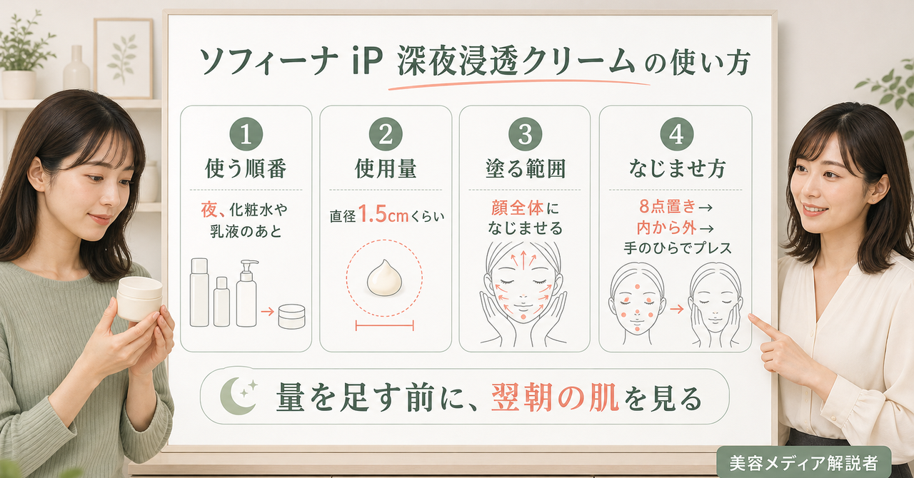 ソフィーナ iP ゴールデンタイムリペア 深夜浸透クリームの使い方は？使用量・頻度・注意点を公式情報から整理