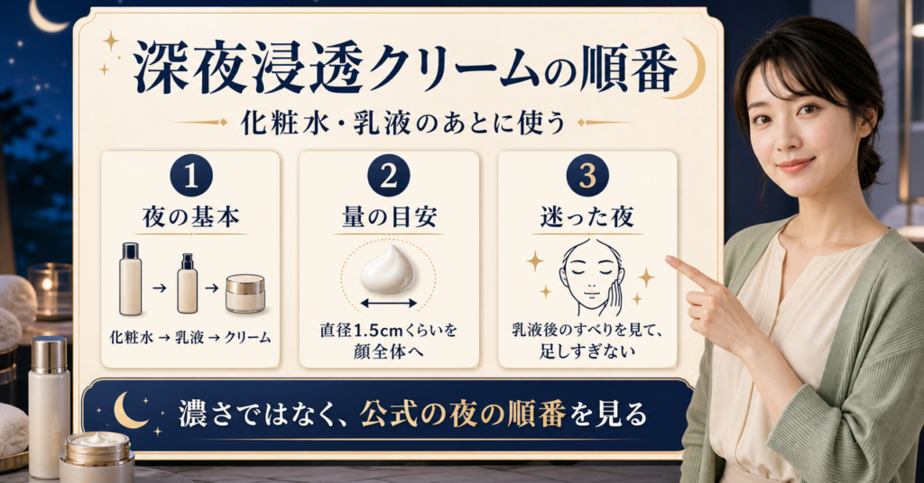 ソフィーナ iP ゴールデンタイムリペア 深夜浸透クリームはスキンケアのどの順番？朝夜ルーティンでの入れ方