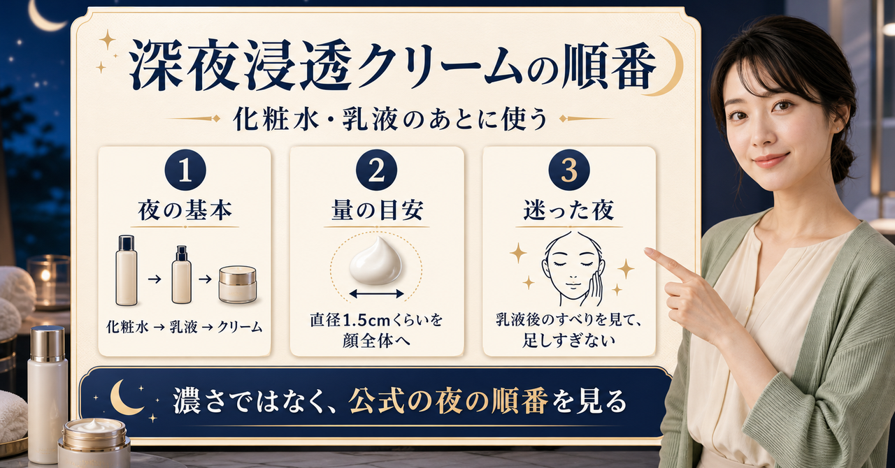 ソフィーナ iP ゴールデンタイムリペア 深夜浸透クリームはスキンケアのどの順番?朝夜ルーティンでの入れ方