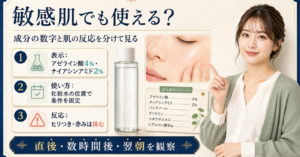 メディキューブ アゼライン酸ナイアシンアミドクリアトナーは敏感肌でも使える？毛穴・ニキビ・乾燥肌で見る注意点