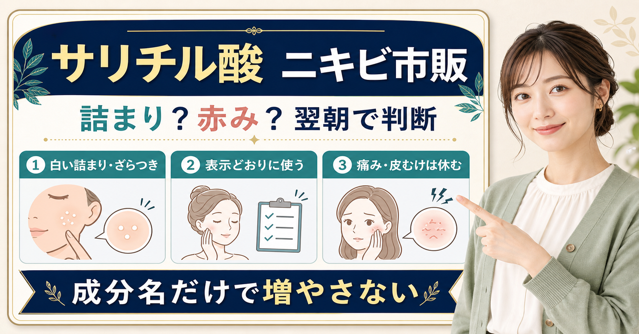 サリチル酸のニキビ市販品を詰まり・表示・痛みや皮むけで判断する図解