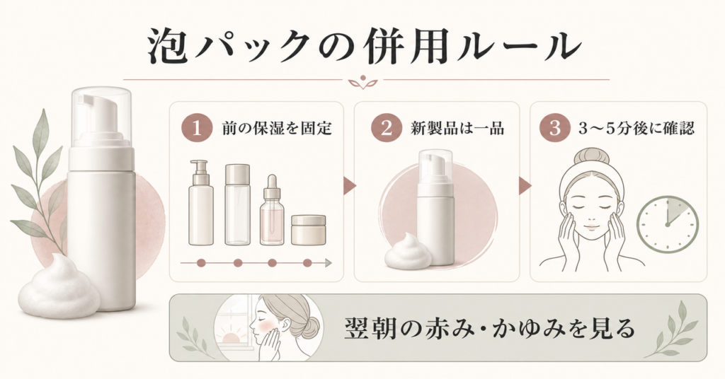泡パックを使う順番を示す図解