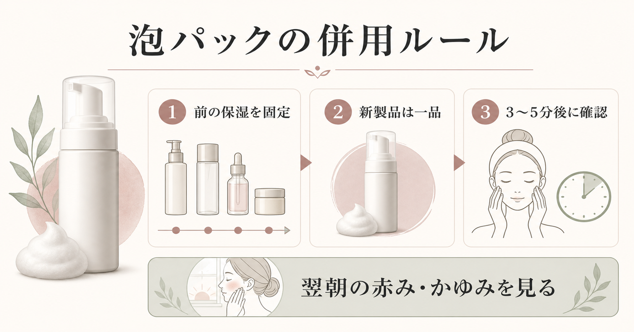 泡パックを使う順番を示す図解
