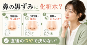 化粧水で鼻の黒ずみを考える三時点観察の図