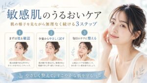 敏感肌のうるおいケアを示す美容ケアカード