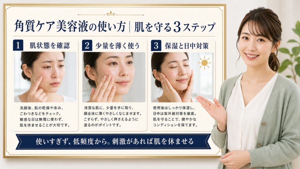 角質ケア美容液の使い方を解説するBeauty Board