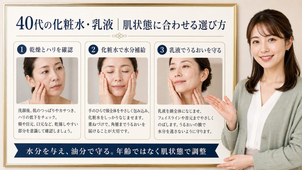 40代の化粧水と乳液の選び方を解説するBeauty Board