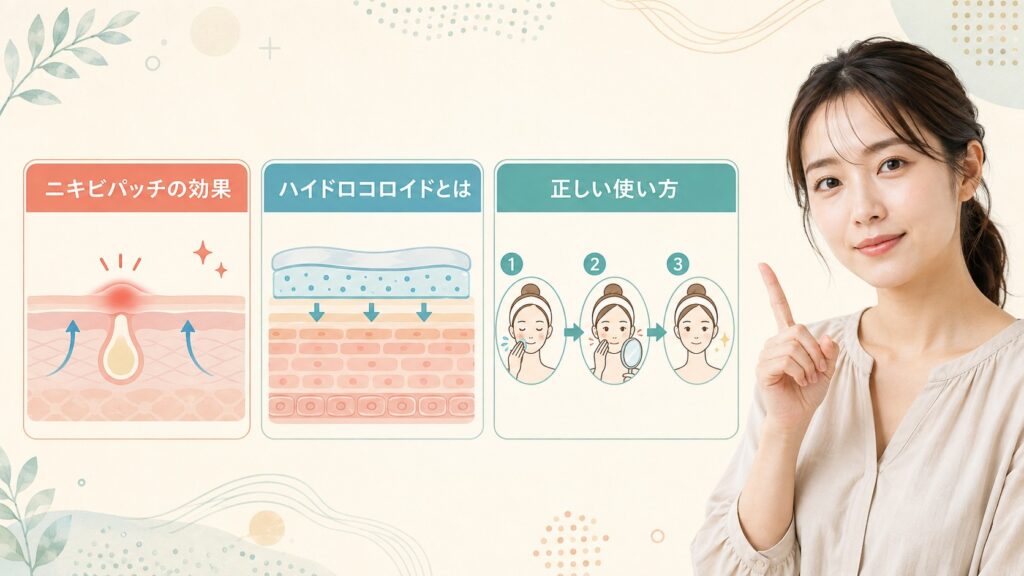 ニキビパッチの効果、ハイドロコロイド、正しい使い方を解説する横長Beauty Board