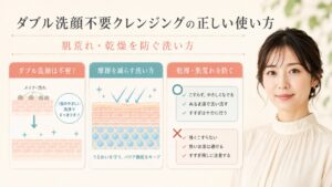 ダブル洗顔不要の洗い方、摩擦軽減、乾燥と肌荒れ対策を解説する横長Beauty Board