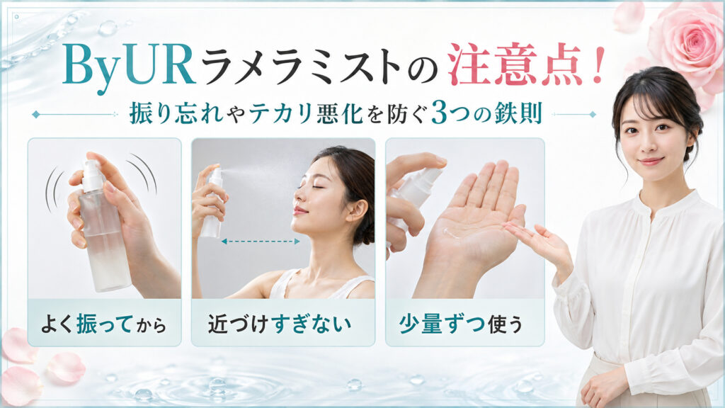 ByURラメラミストの注意点！振り忘れやテカリ悪化を防ぐ3つの鉄則