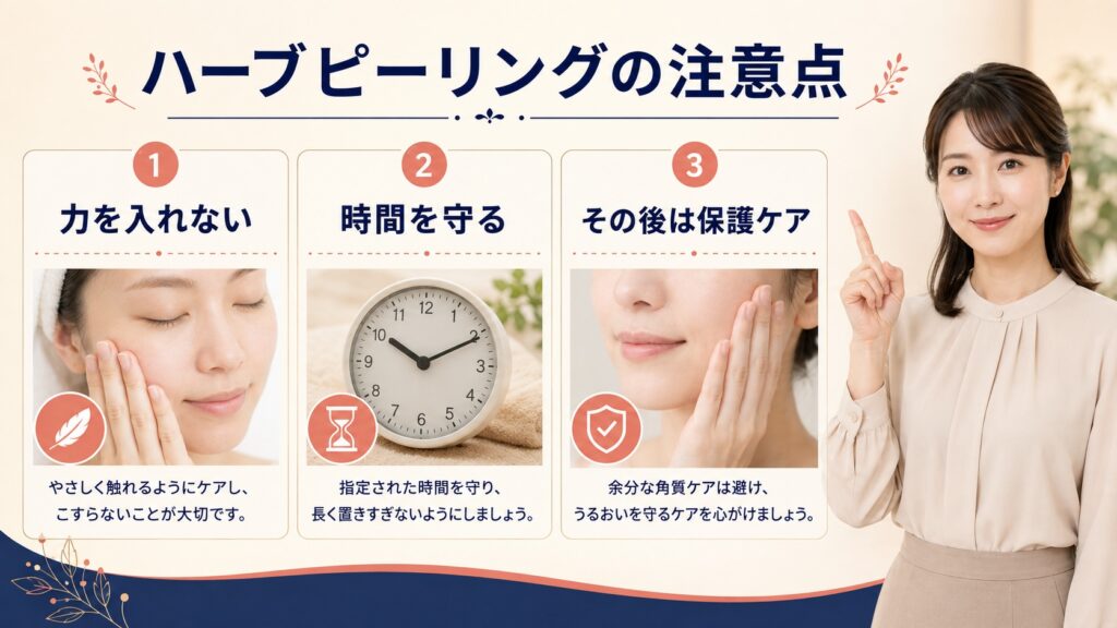 BQCELLハーブピーリングで力加減と時間を守るための3つの注意点