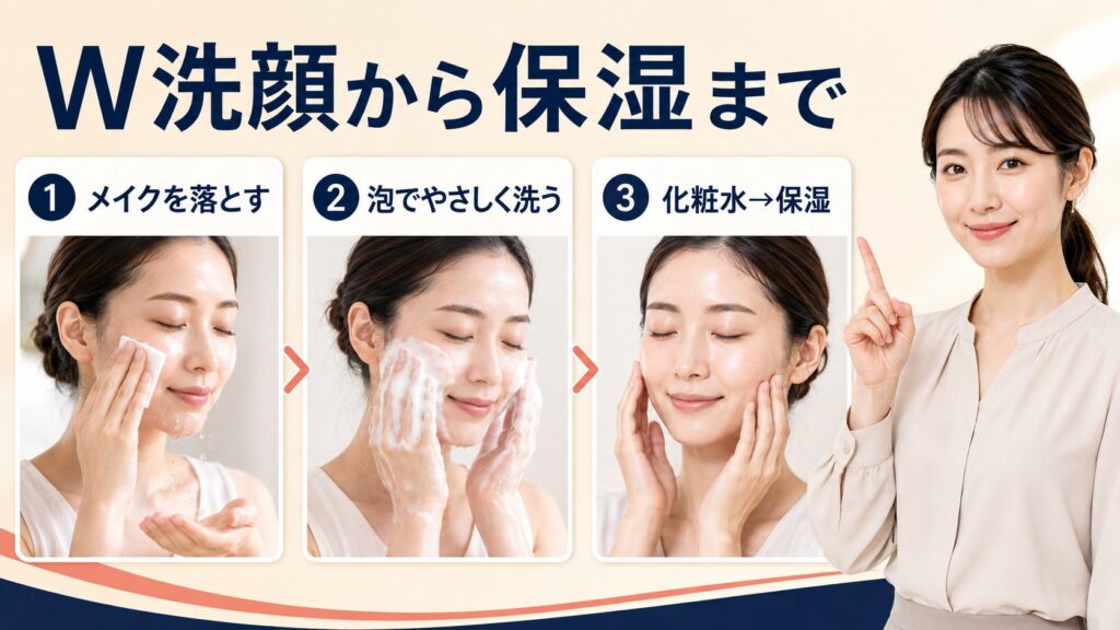 シェルクルールフォームWを使うW洗顔とスキンケアの正しい3ステップ
