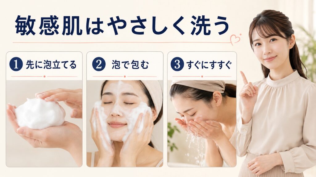 敏感肌がシェルクルール フォームWを使う優しい洗い方3ステップ