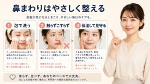 鼻まわりの繰り返しが気になるときのやさしい洗顔と保湿3ステップ