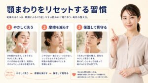 顎まわりの乾燥や摩擦が気になるときの洗顔と保湿の3ステップ