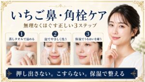 いちご鼻と角栓対策に蒸しタオルで温め泡で洗い保湿する正しいステップを示すBeauty Board
