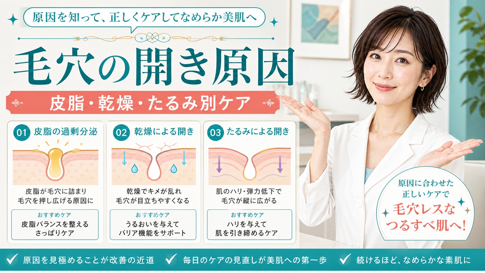 毛穴の開き原因とは？皮脂・乾燥・たるみ別の正しい改善ケア Beauty Board