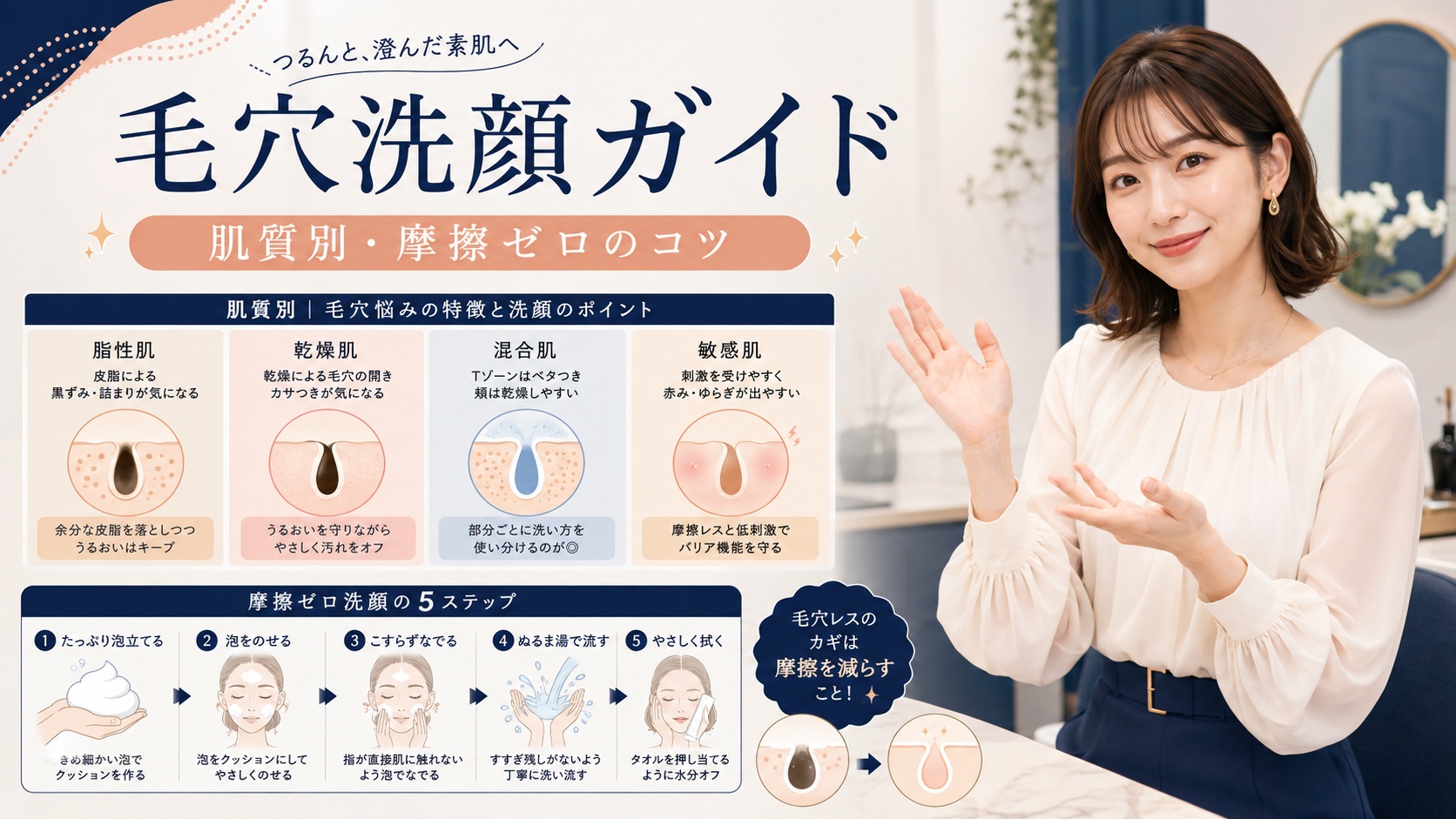 毛穴悩みに効く洗顔おすすめガイド|肌質別の選び方と摩擦ゼロ洗顔のコツ Beauty Board