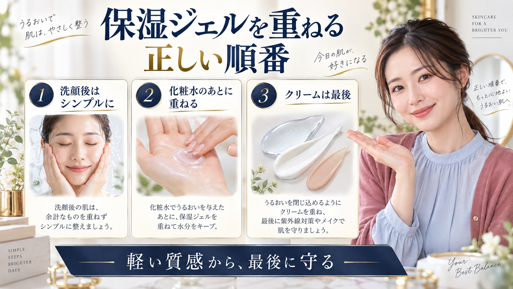 保湿ジェルを化粧水のあとに重ねる正しい順番