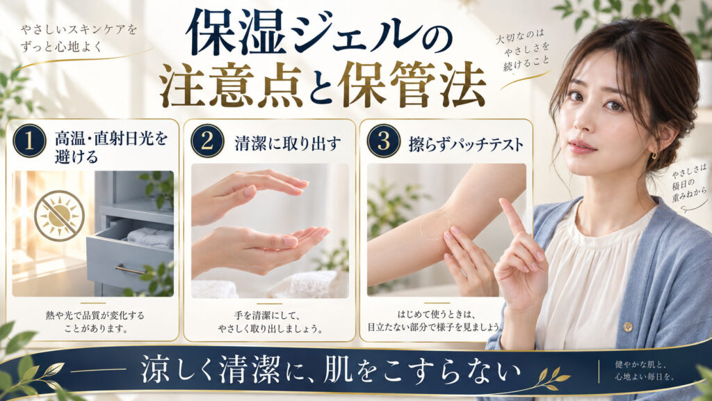 保湿ジェルの保管と肌荒れ防止の注意点
