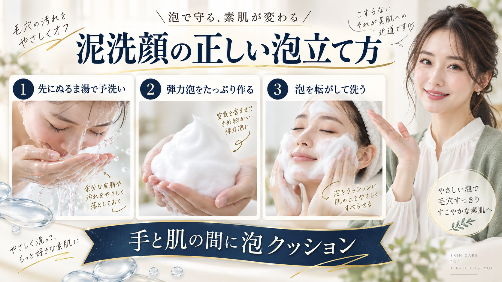 泥洗顔の正しい泡立て方と毛穴汚れを落とす方法