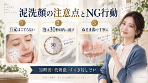 泥洗顔の目元・すすぎ・放置時間の注意点