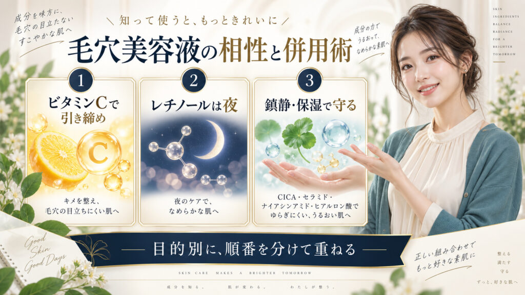 毛穴美容液とビタミンC・レチノールなどの併用方法
