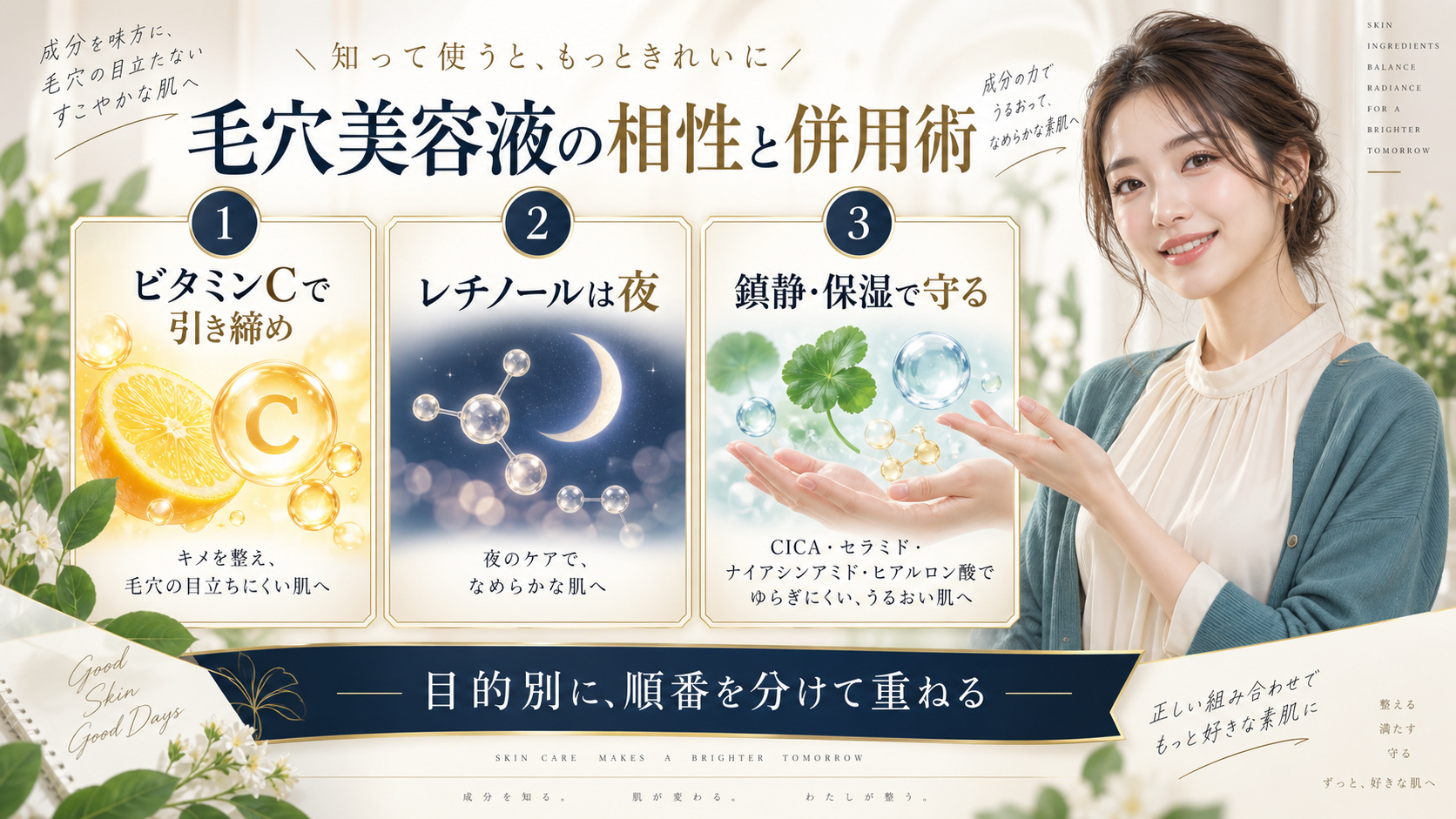 毛穴美容液とビタミンC・レチノールなどの併用方法