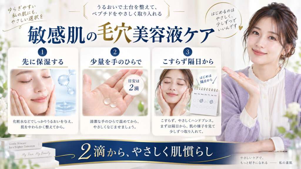 敏感肌で毛穴美容液を使う低刺激ケア