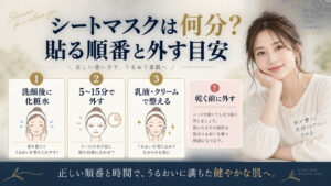 シートマスクの貼る時間とスキンケア順番を解説するアイキャッチ