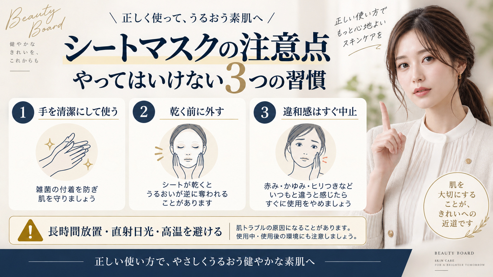 シートマスクの注意点と避けたい習慣を解説するアイキャッチ