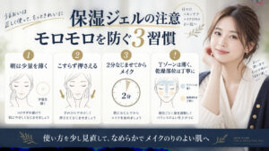 保湿ジェルの注意点とモロモロ防止を解説するアイキャッチ