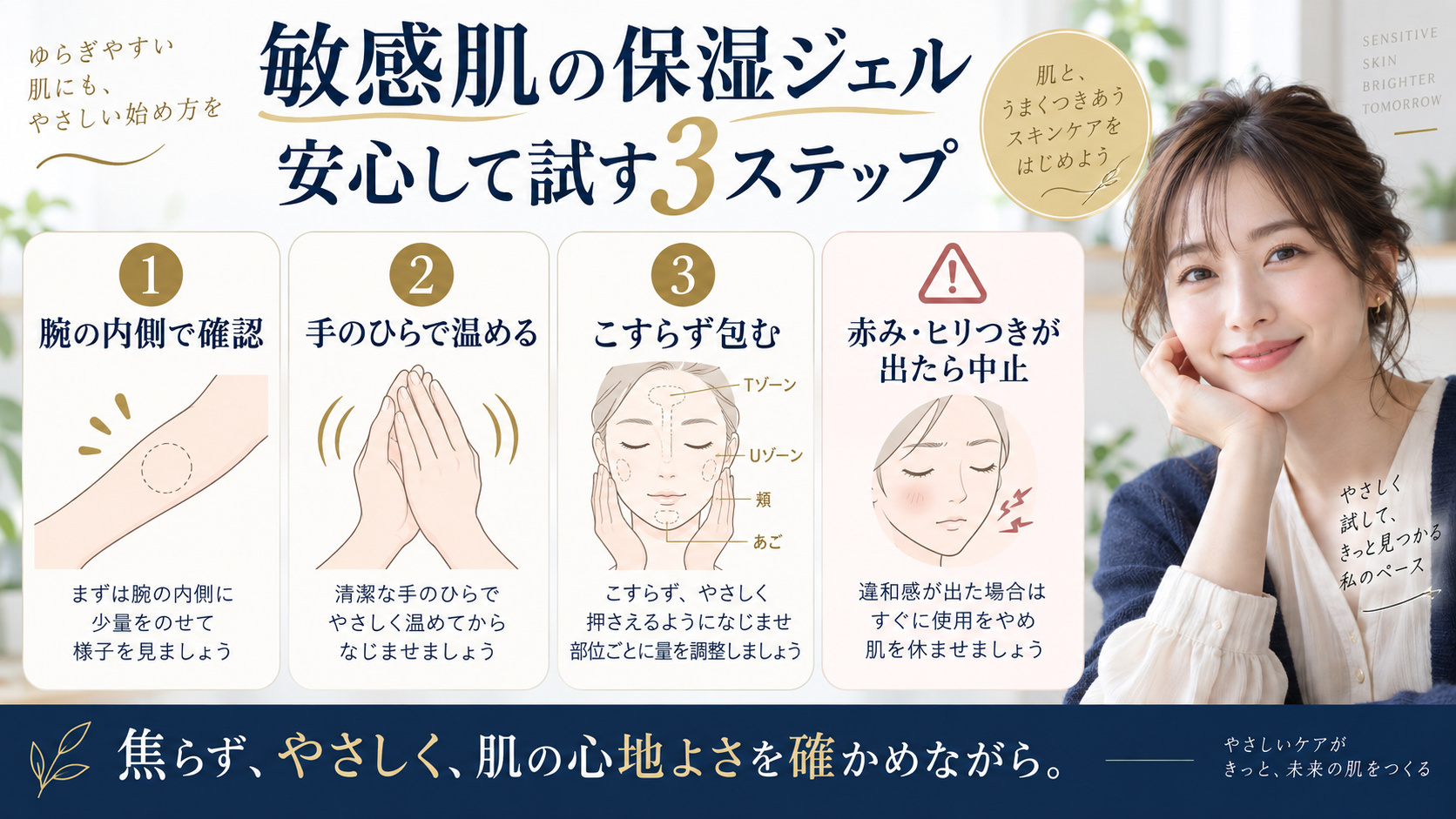 敏感肌の保湿ジェル活用法を解説するアイキャッチ