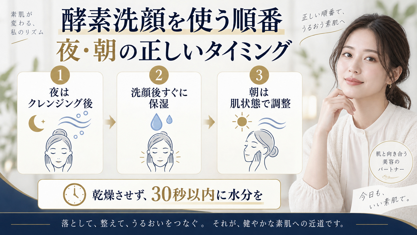 酵素洗顔を使う順番と正しいタイミングを解説するアイキャッチ
