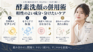 酵素洗顔と美容成分の併用相性を解説するアイキャッチ