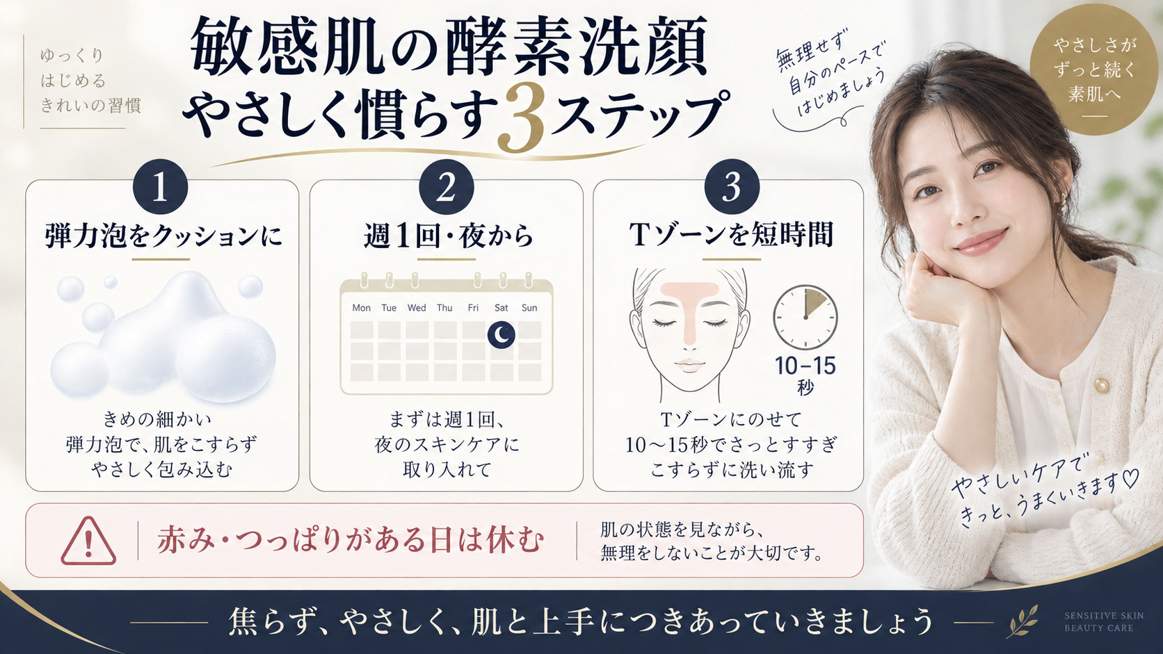 敏感肌の酵素洗顔活用法を解説するアイキャッチ