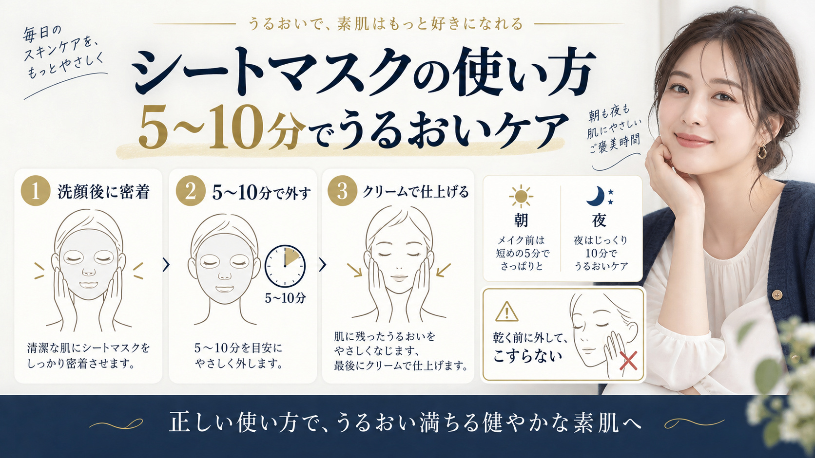 シートマスクの5から10分の使い方を解説するアイキャッチ