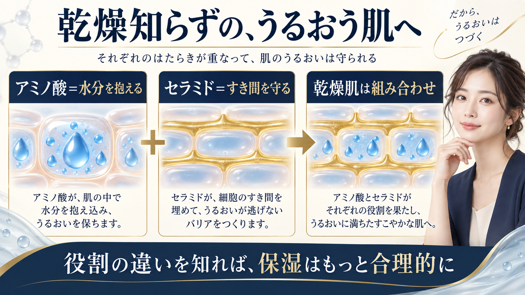 セラミドとアミノ酸の違いと乾燥肌の保湿選び