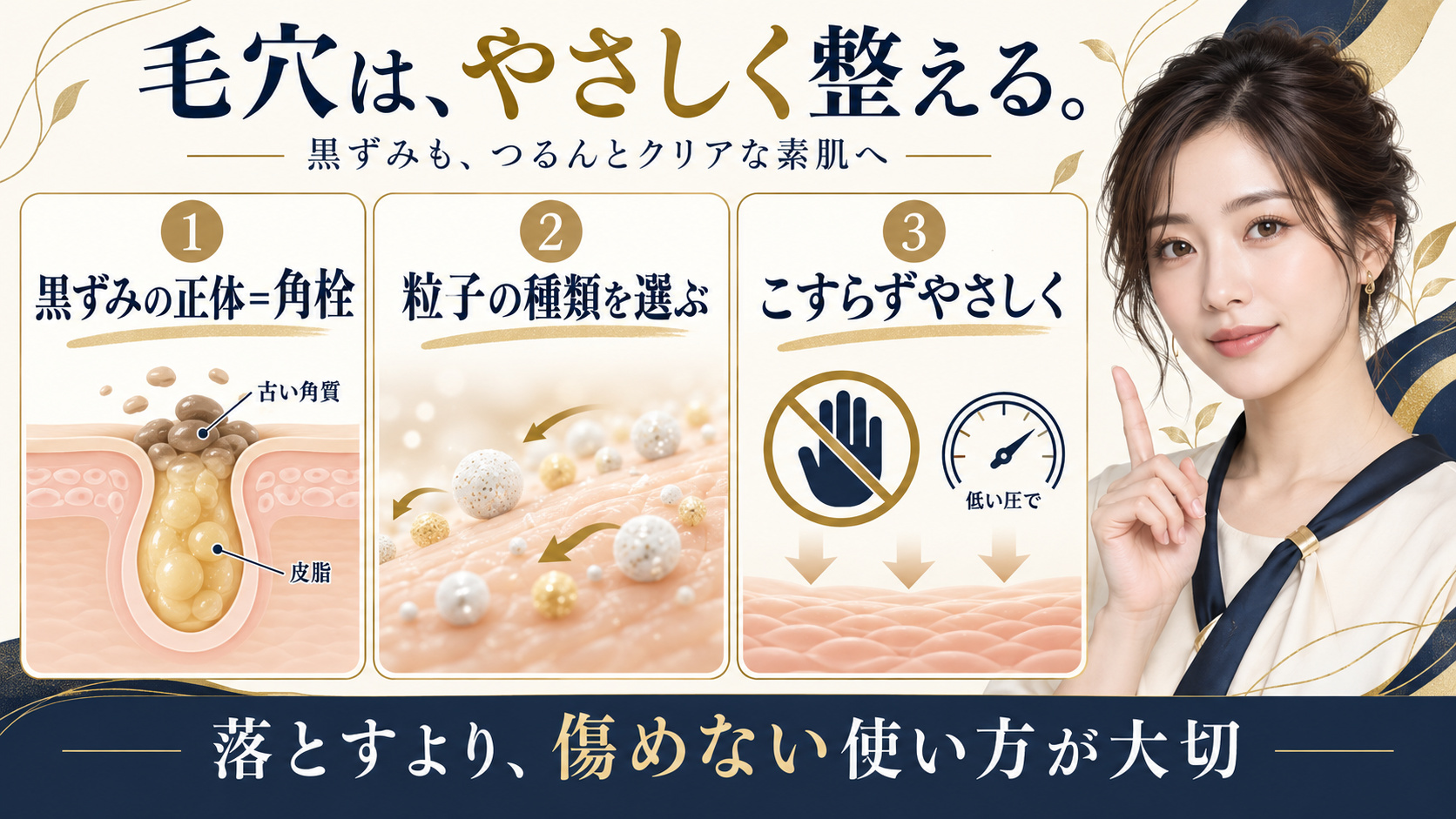 毛穴の黒ずみに対するスクラブの選び方とやさしい使い方