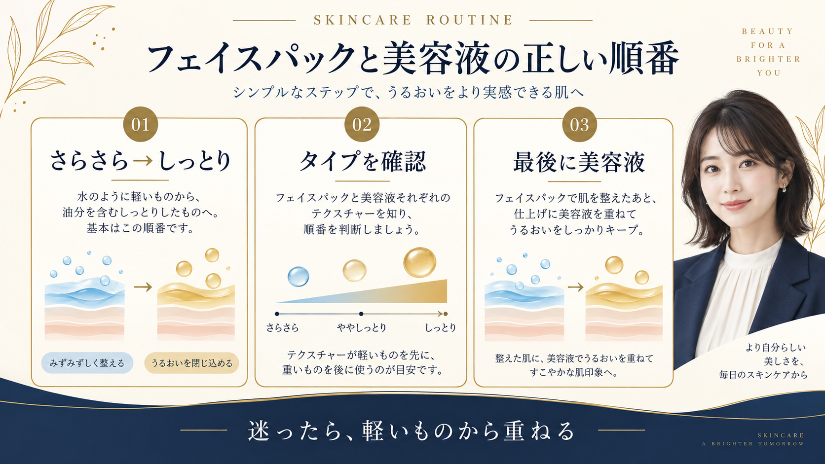 フェイスパックと美容液の正しい順番と重ね方