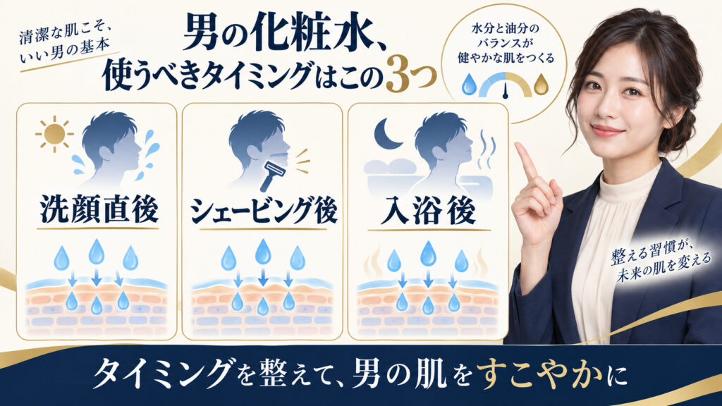 メンズ化粧水を使う正しいタイミングと肌荒れ対策