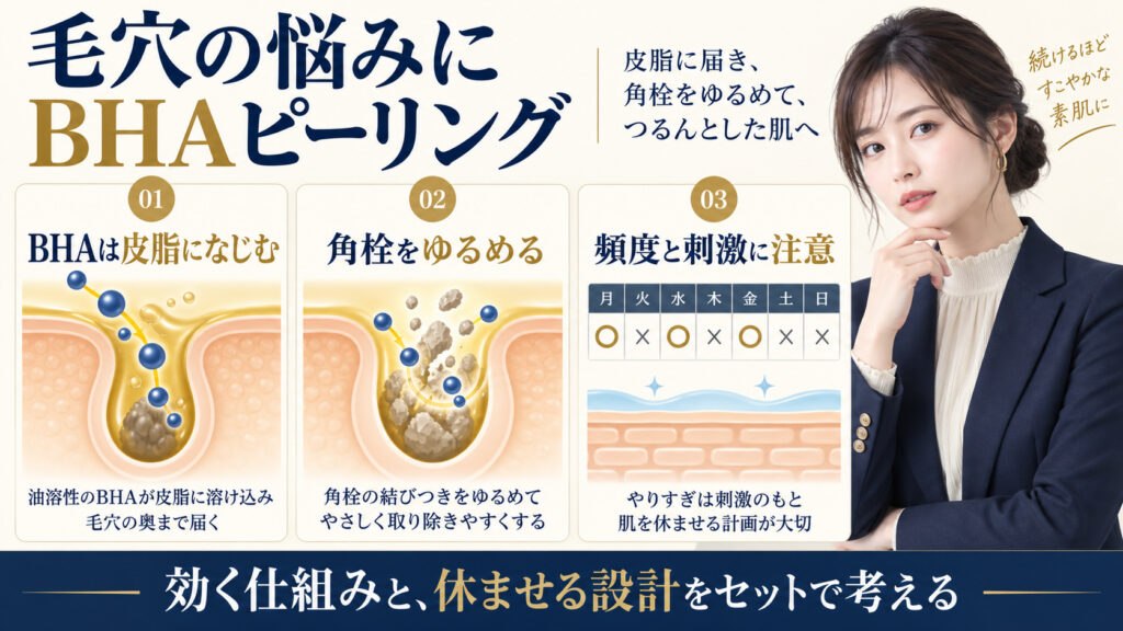 サリチル酸BHAの毛穴への作用と刺激を抑える使い方