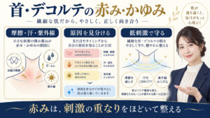 首とデコルテの赤み・かゆみの原因と低刺激ケア