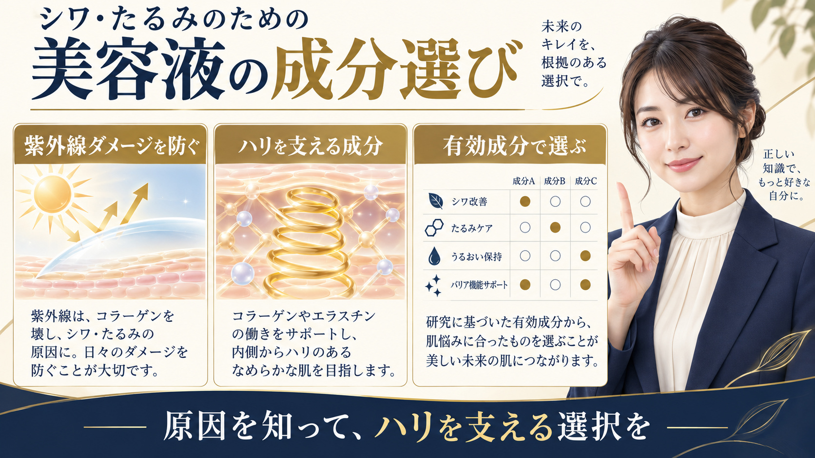 シワやたるみに向けた美容液成分の選び方